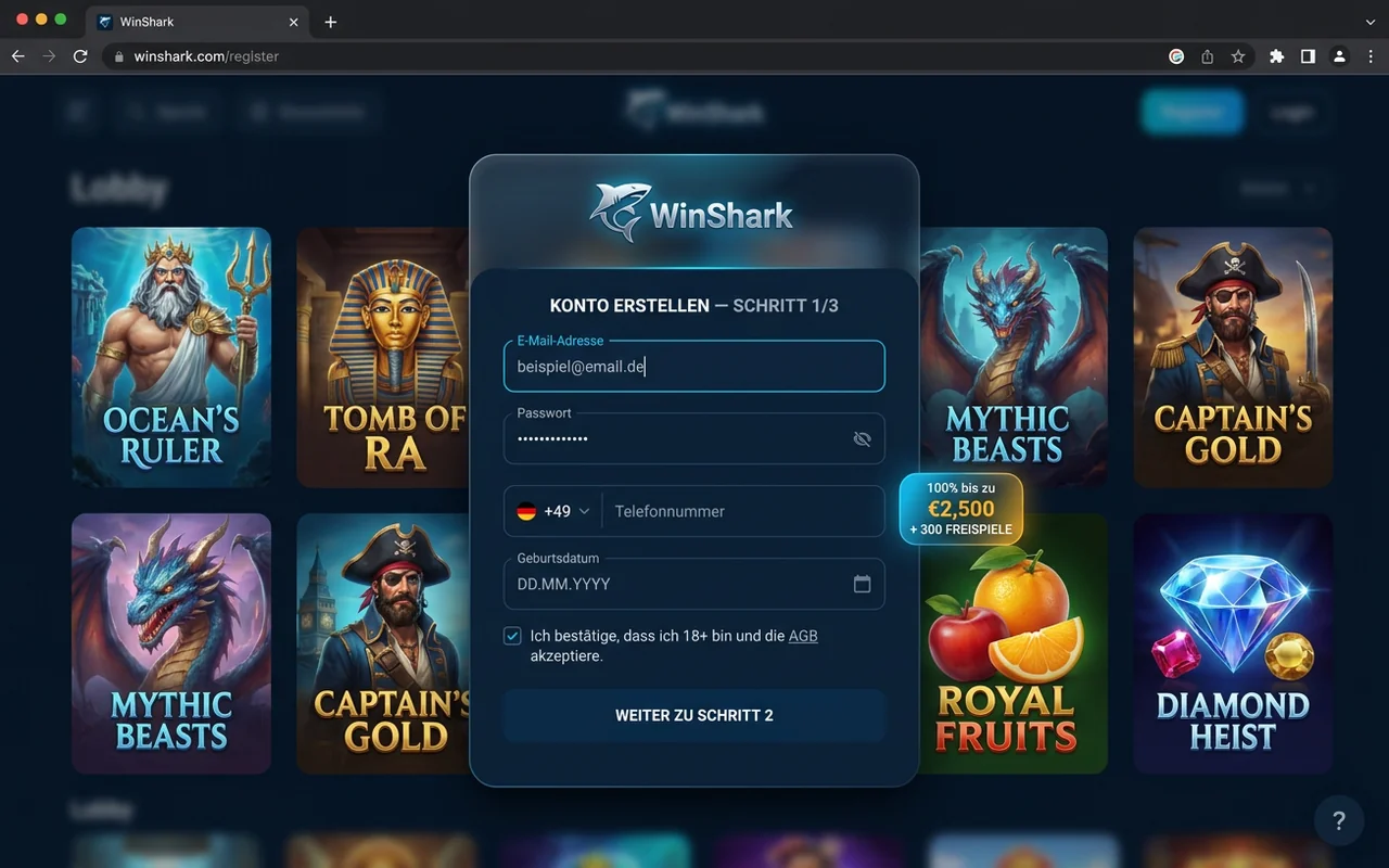 Registrierung in unter 60 Sekunden – WinShark